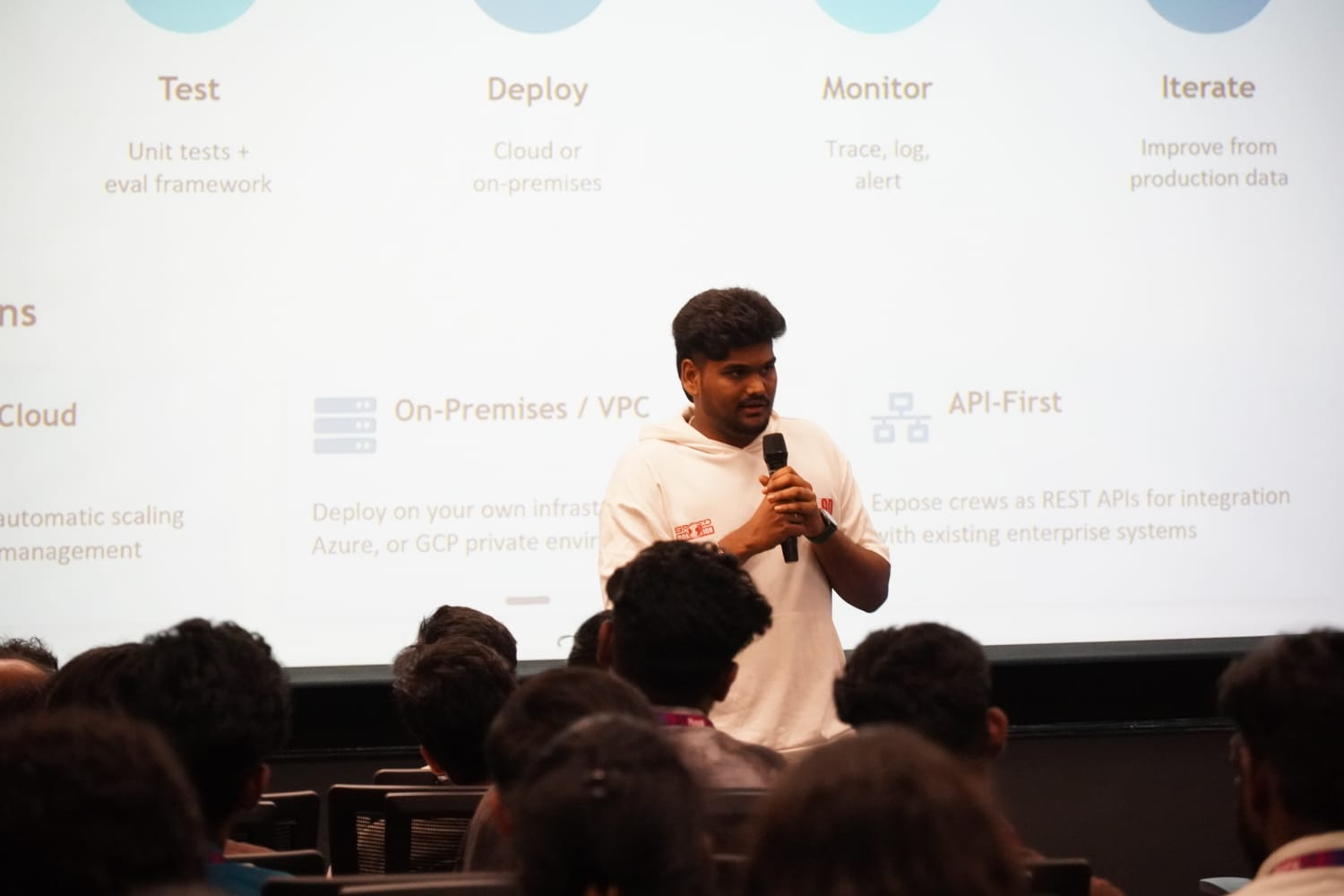 On stage explaining the AI stack