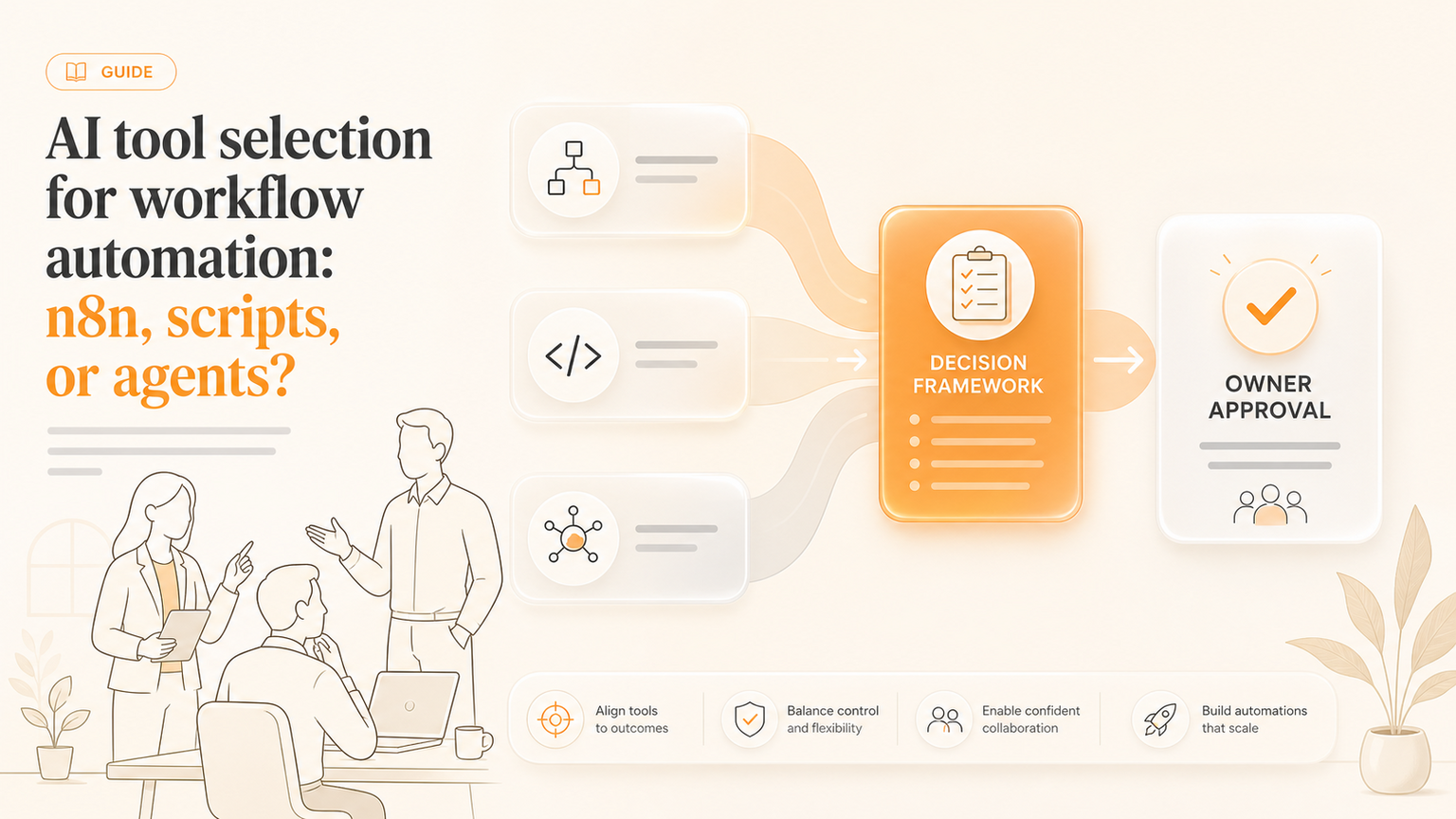 AI tool selection for workflow automation: n8n, scripts, or agents?