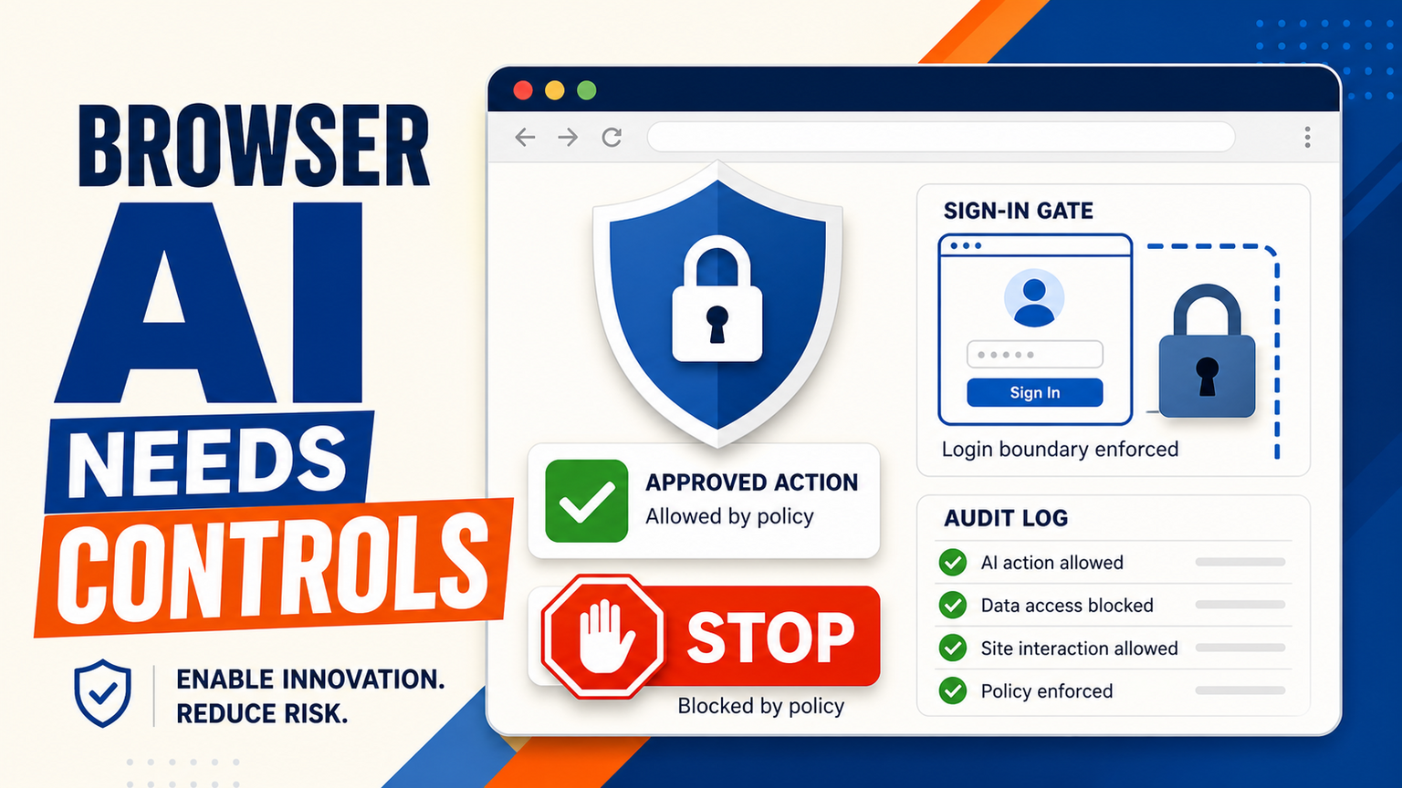 Browser with AI controls for SMEs: approvals, logs, and stop rules before web actions